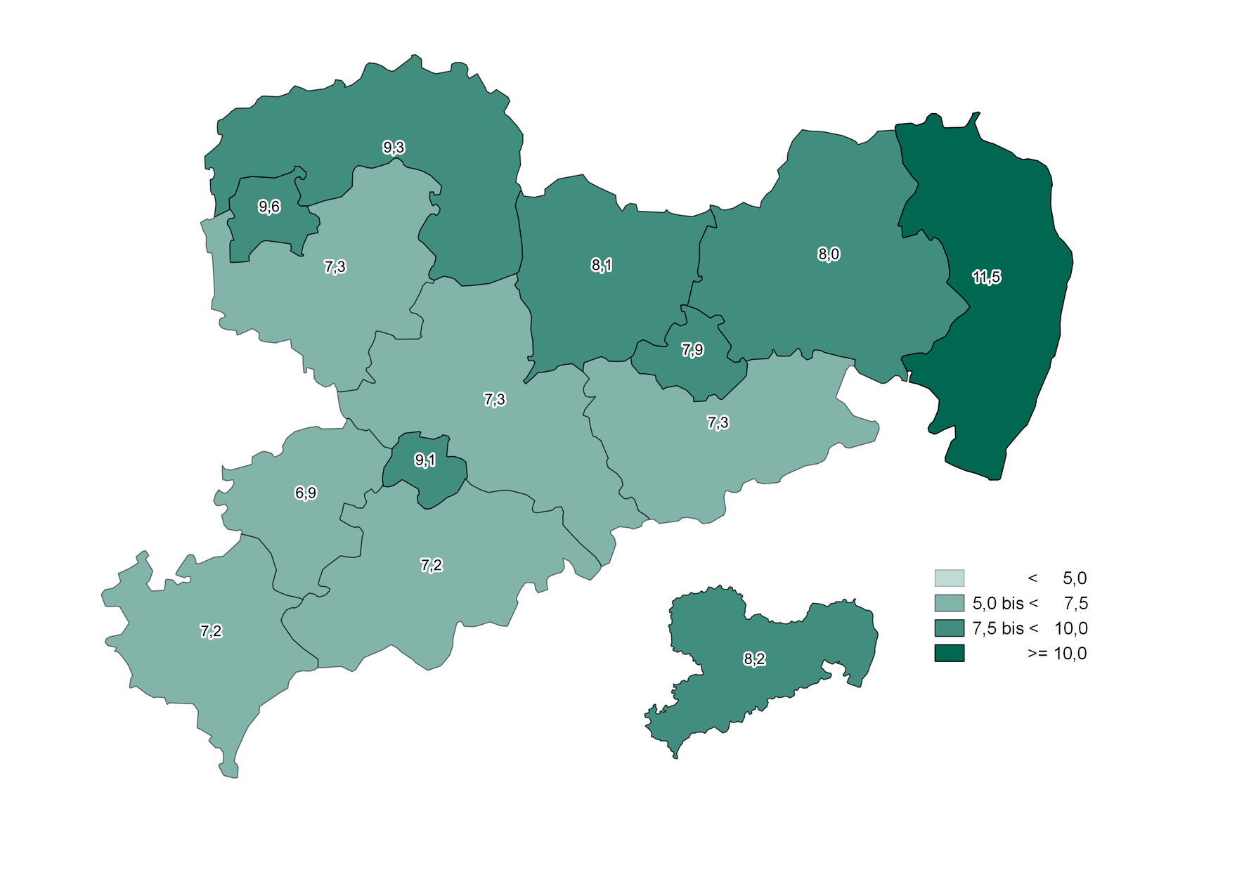 Die Arbeitslosenquoten in Sachsen werden wie im Text erläutert in einer Grafik dargestellt.