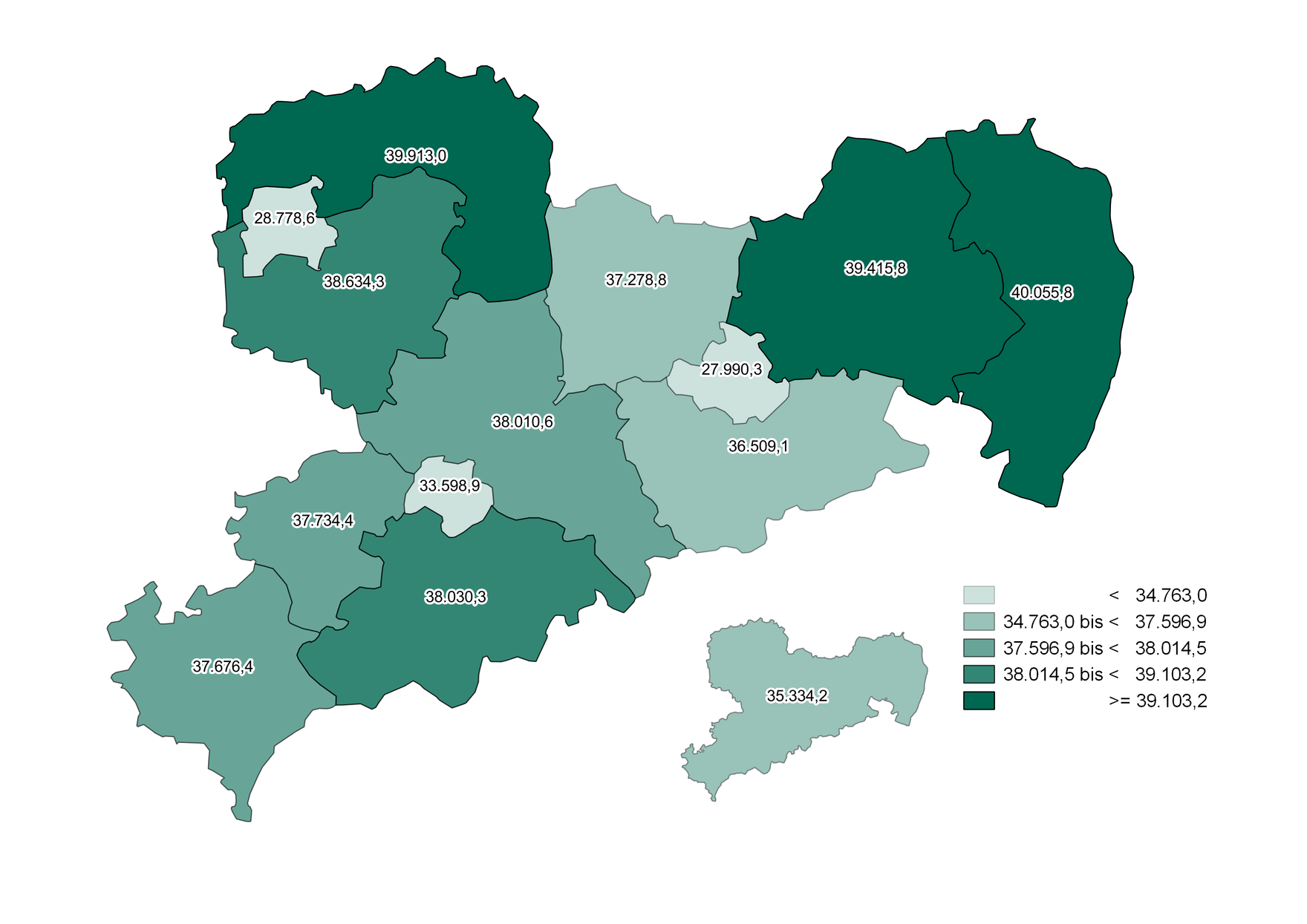 Die Grafik zeigt die beschriebenen regionalen Unterschiede.