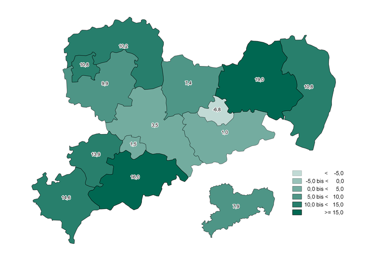 Die Grafik zeigt die beschriebenen regionalen Veränderungen.