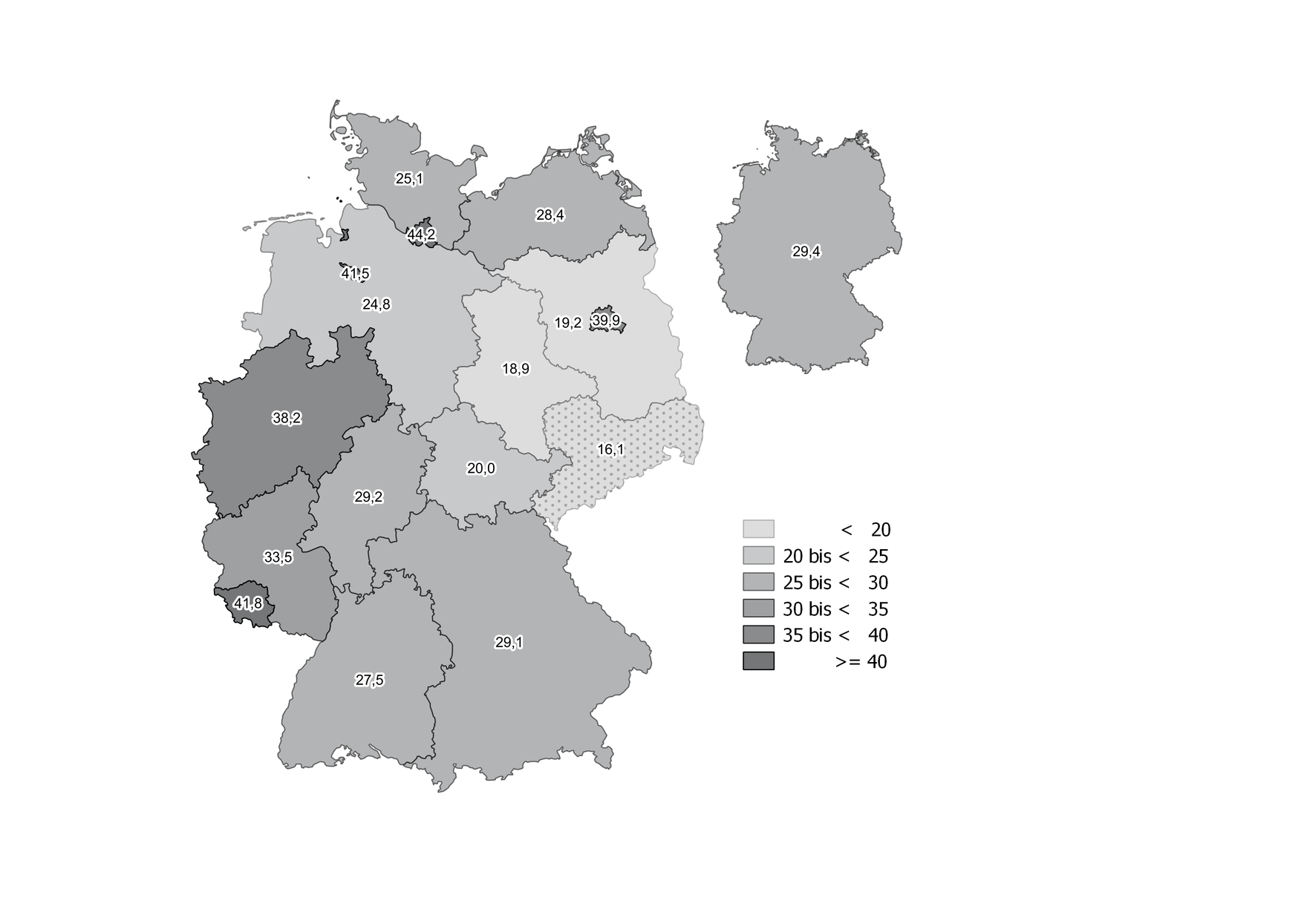 Die Abbildung stellt die beschriebenen bundesweiten Unterschiede grafisch dar.